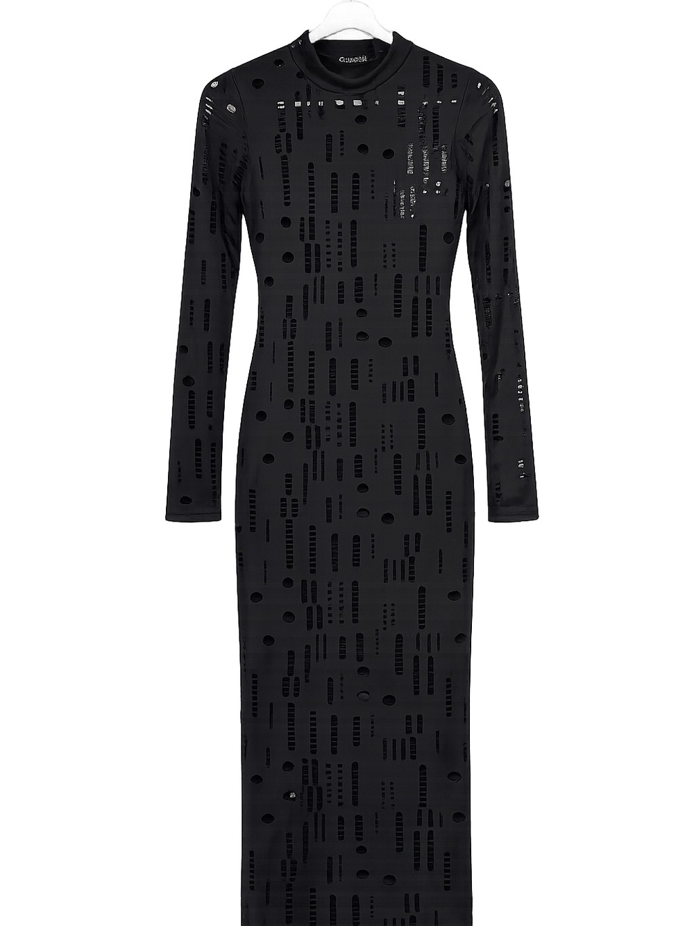 Slim Long Sleeve Black Cutout Maxi Dress